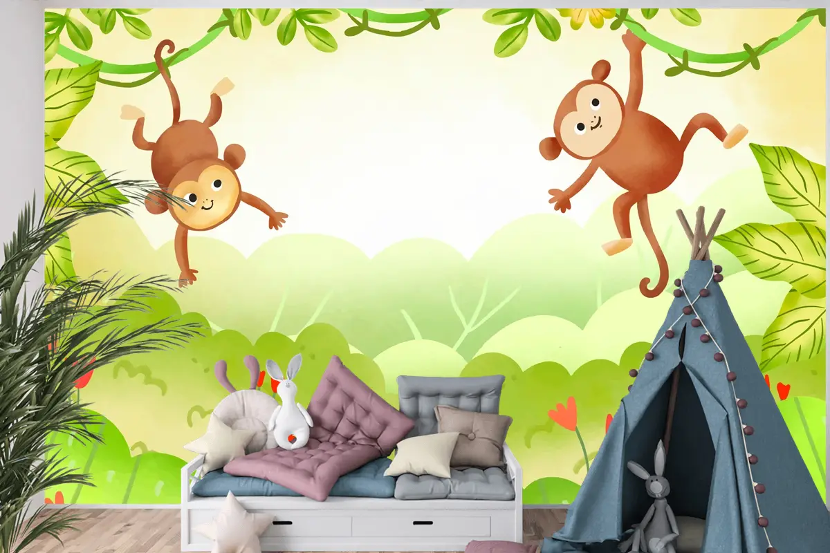 Suluboya Dünya Yaban Hayatı Günü Arka Plan Çocuk Odası Duvar Kağıdı 