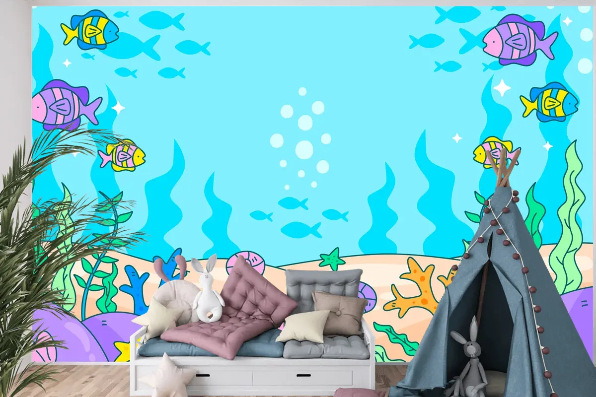 Dünya Okyanuslar Günü Elle Çizilmiş Arka Plan Çocuk Odası Duvar Kağıdı