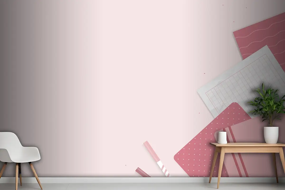 Pembe Not Defteri Planlayıcı Seti Ofis Duvar Kağıdı