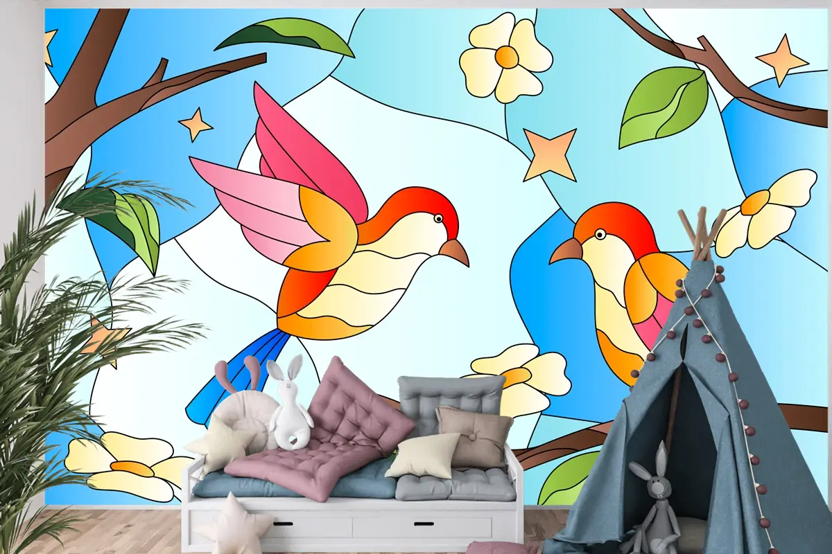 Degrade Vitray Arka Plan Çocuk Odası Duvar Kağıdı 