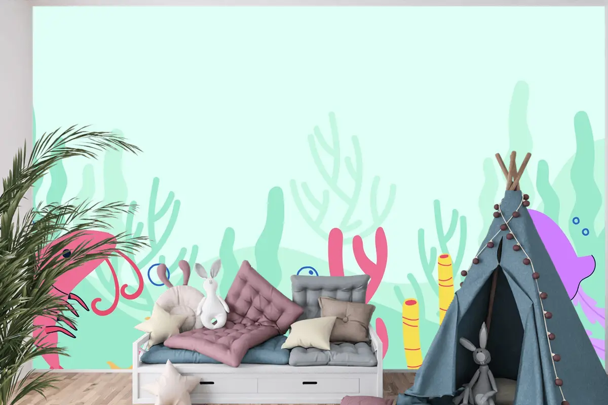 Düz Dünya Okyanuslar Günü Arka Plan Çocuk Odası Duvar Kağıdı