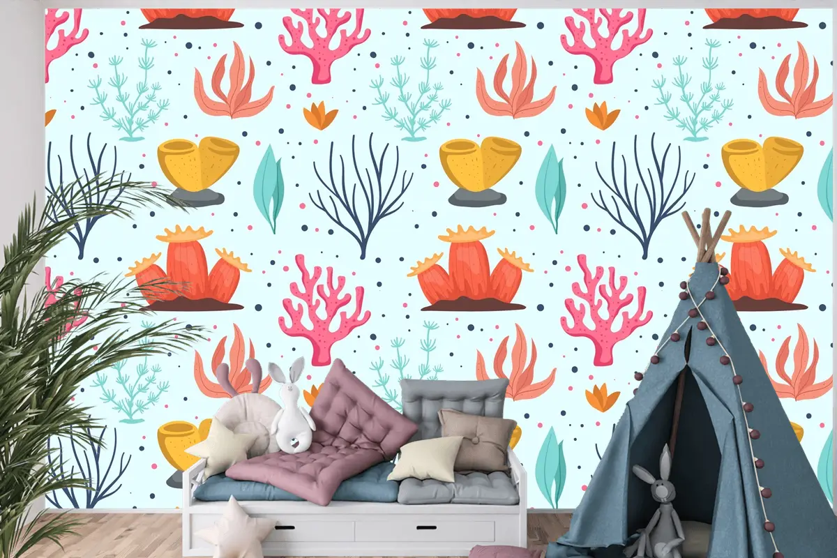 Mercan Desen Koleksiyonu Konsepti Çocuk Odası Duvar Kağıdı 