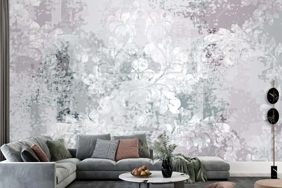 Barok Doku Desen Oturma Odası Duvar Kağıdı