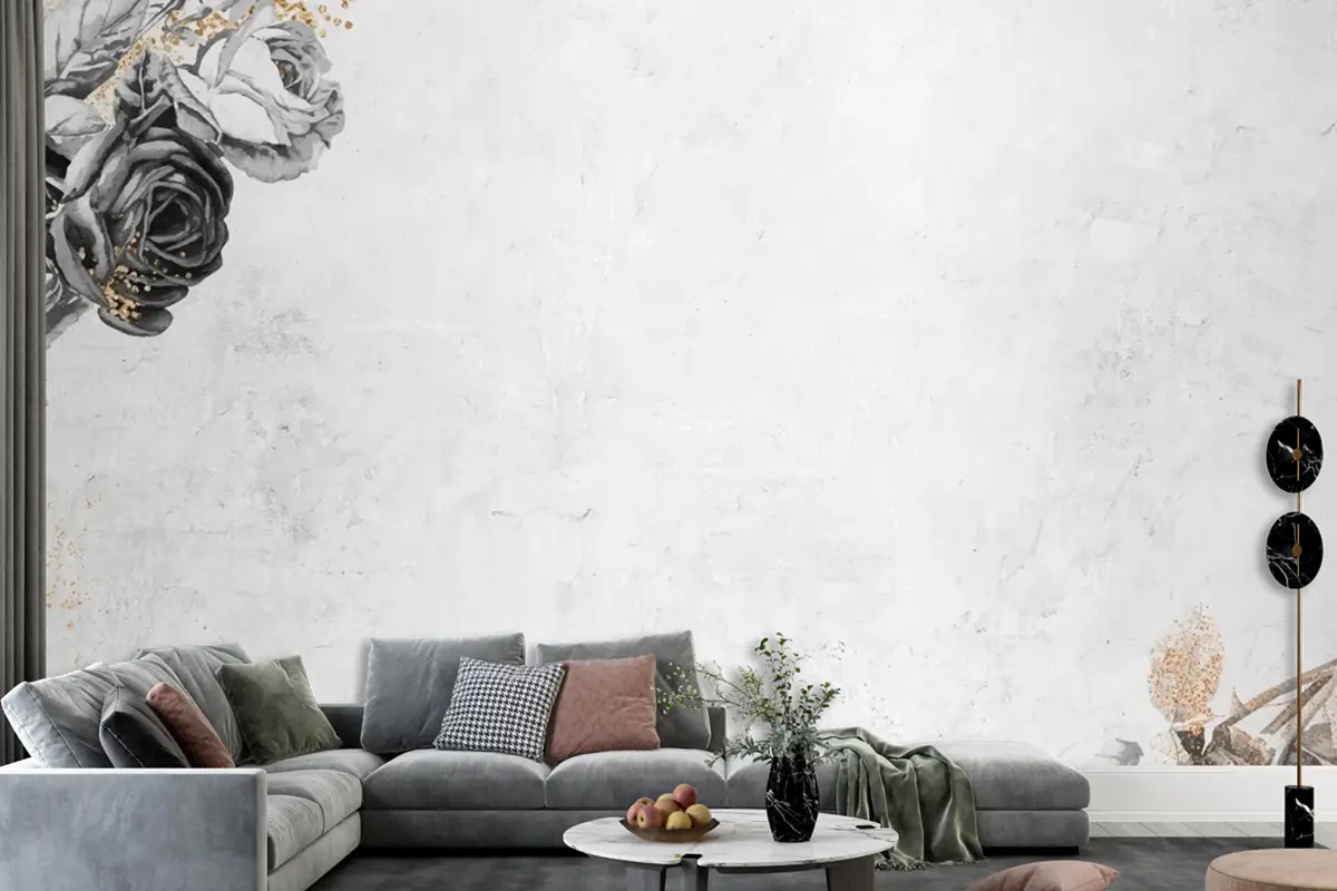 Boş Çiçek Pırıltılı Arka Plan Oturma Odası Duvar Kağıdı