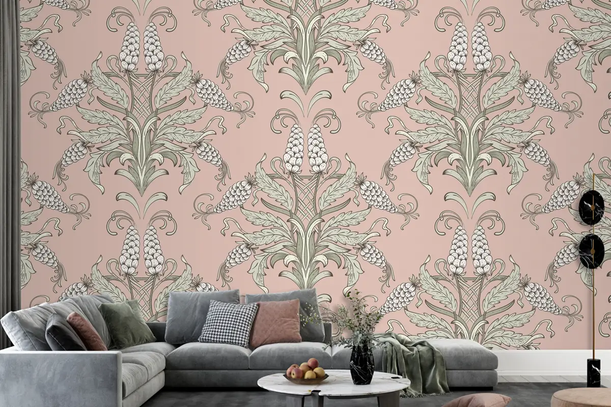 Damask Dikişsiz Kabartma Desen Duvar Kağıdı