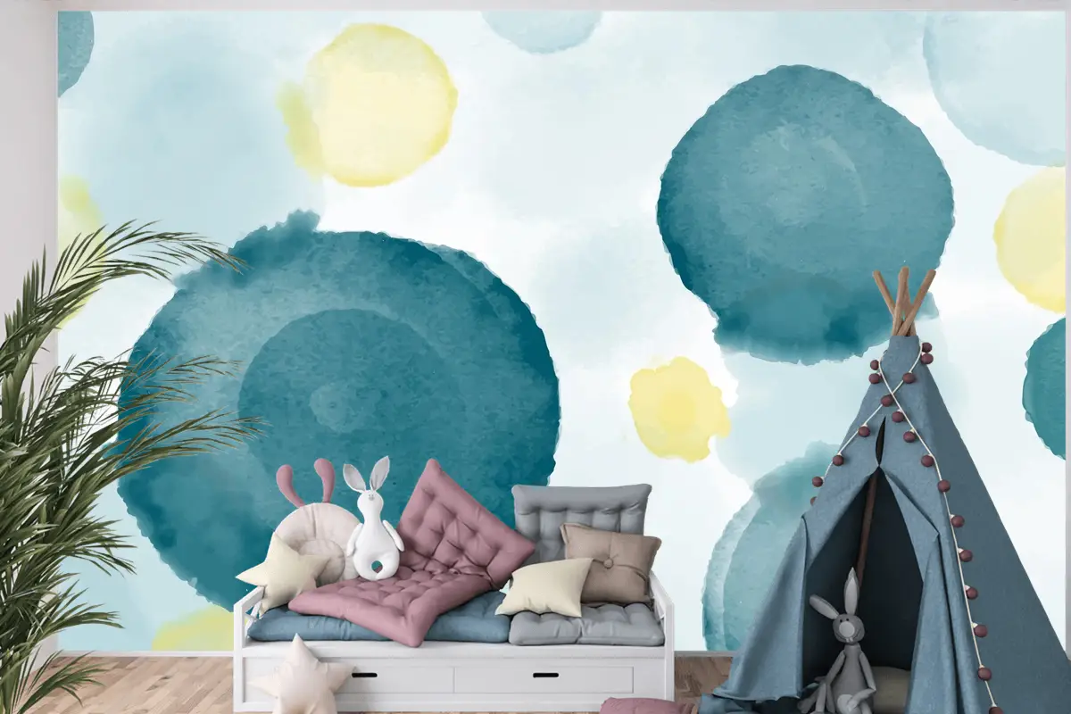 Soyut Suluboya Arka Plan Çocuk Odası Duvar Kağıdı 