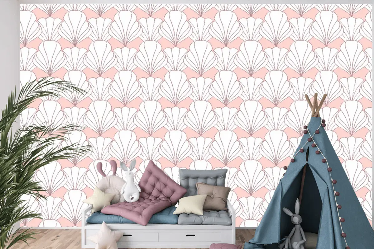 Art Deco Gül Altın Dikişsiz Desen Çocuk Odası Duvar Kağıdı