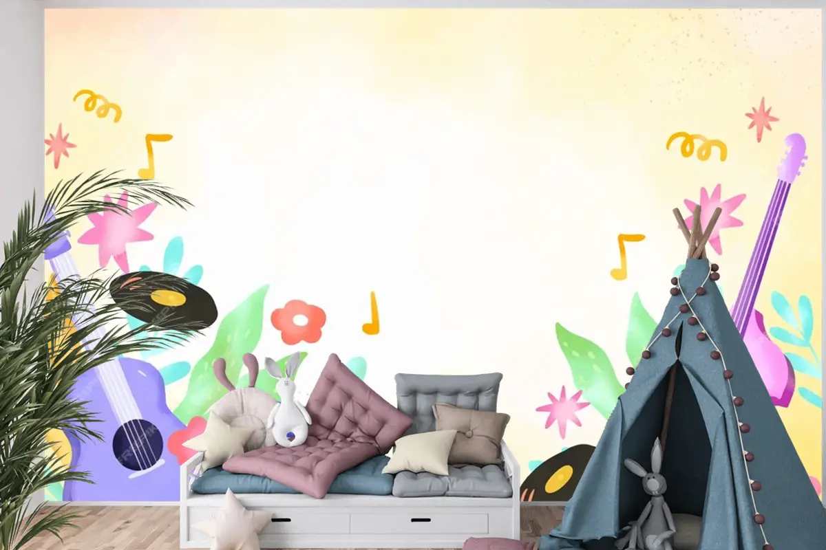 Dünya Müzik Günü Kutlaması Çocuk Odası Duvar Kağıdı Arka Planı