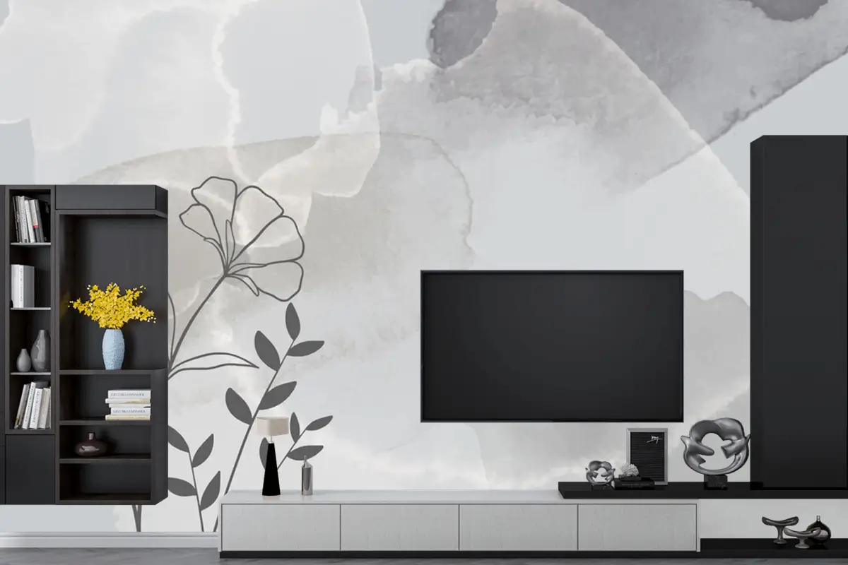 Çiçekli Suluboya Elle Çizilmiş Arka Plan Tv Arkası Duvar Kağıdı