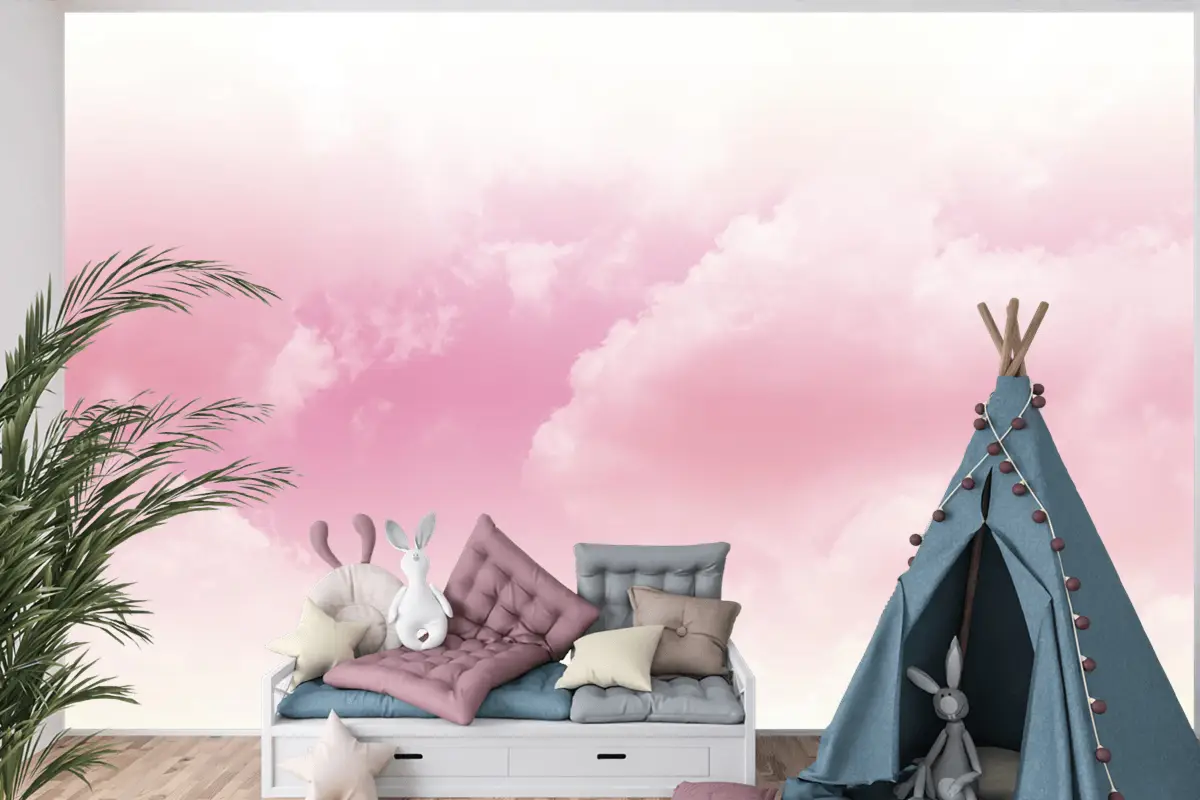 Çocuk Odası Duvar Kağıdı Pembe Bulutlar