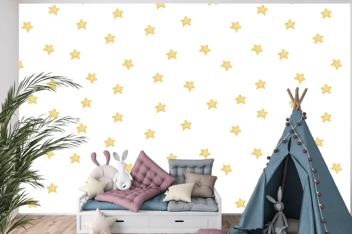 Çocuk Odası Duvar Kağıdı Sarı Yıldızlar