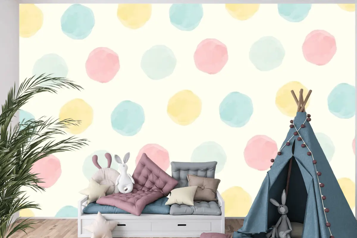 Renkli Geometrik Dikişsiz Desen Arka Plan Tasarımı Çocuk Odası Duvar Kağıdı Duvar