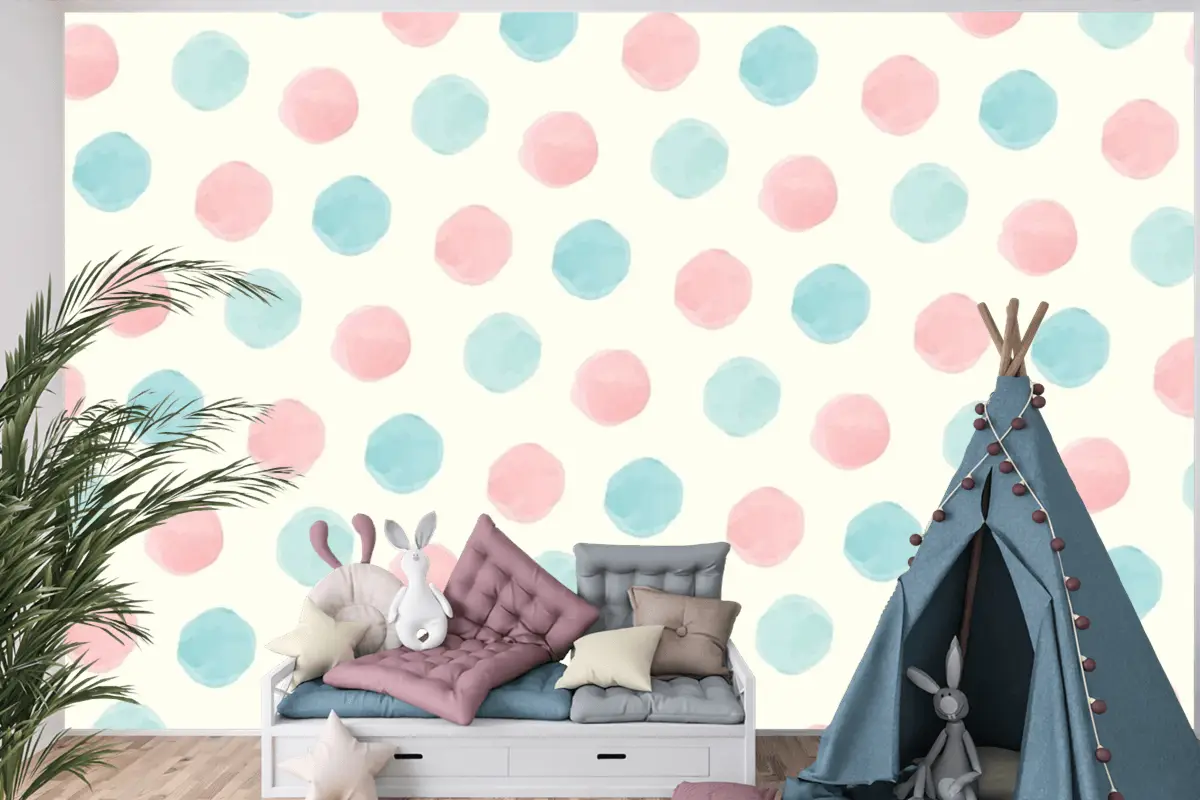 Renkli Geometrik Dikişsiz Desen Çocuk Odası Duvar Kağıdı