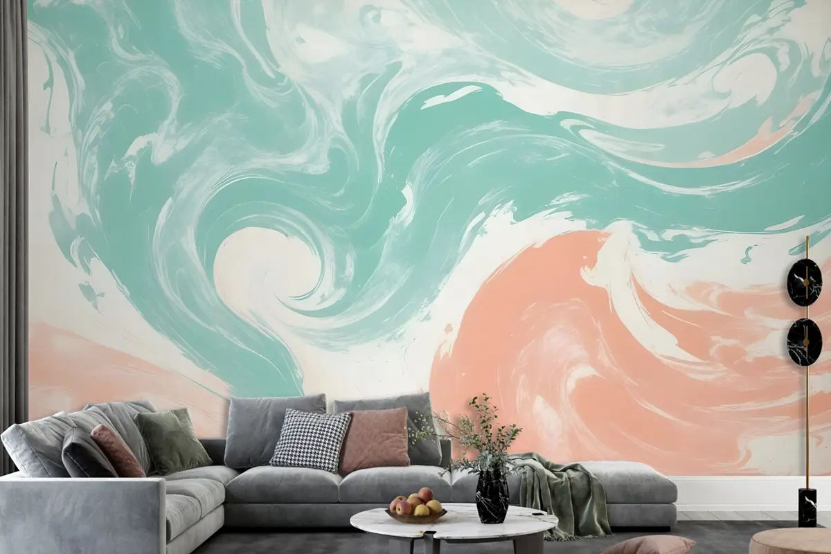 Renkli Yumuşak Fırça Boyama Duvar Kağıdı Duvar