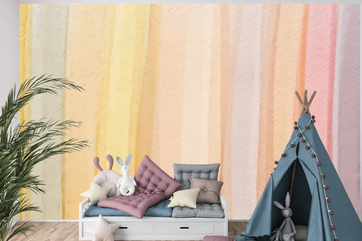 Renkli Suluboya Arka Plan Tasarımı Çocuk Odası Duvar Kağıdı 