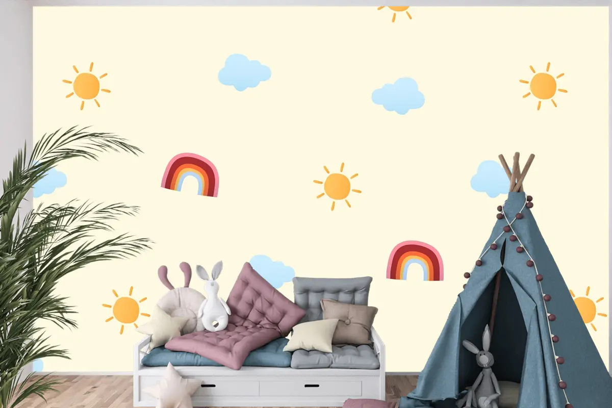 Sevimli Hava Desen Arka Plan Çocuk Odası Duvar Kağıdı