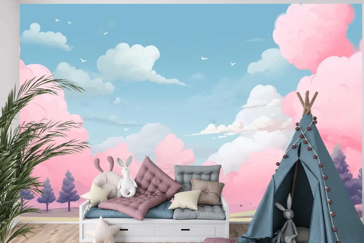 Çocuk Odası Duvar Kağıdı Duvarı İçin Seçilen Dijital Sanat