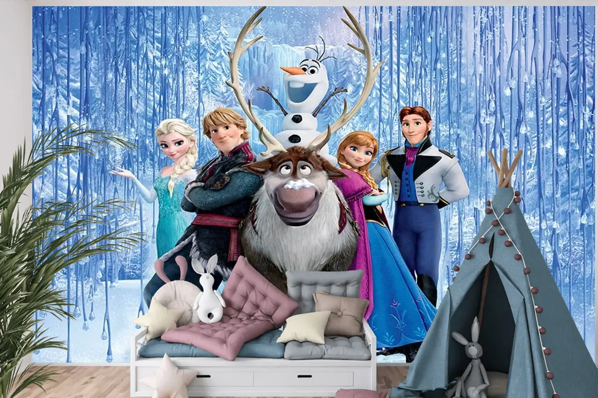 Elsa Ve Arkadaşları Çocuk Odası Duvar Kağıdı