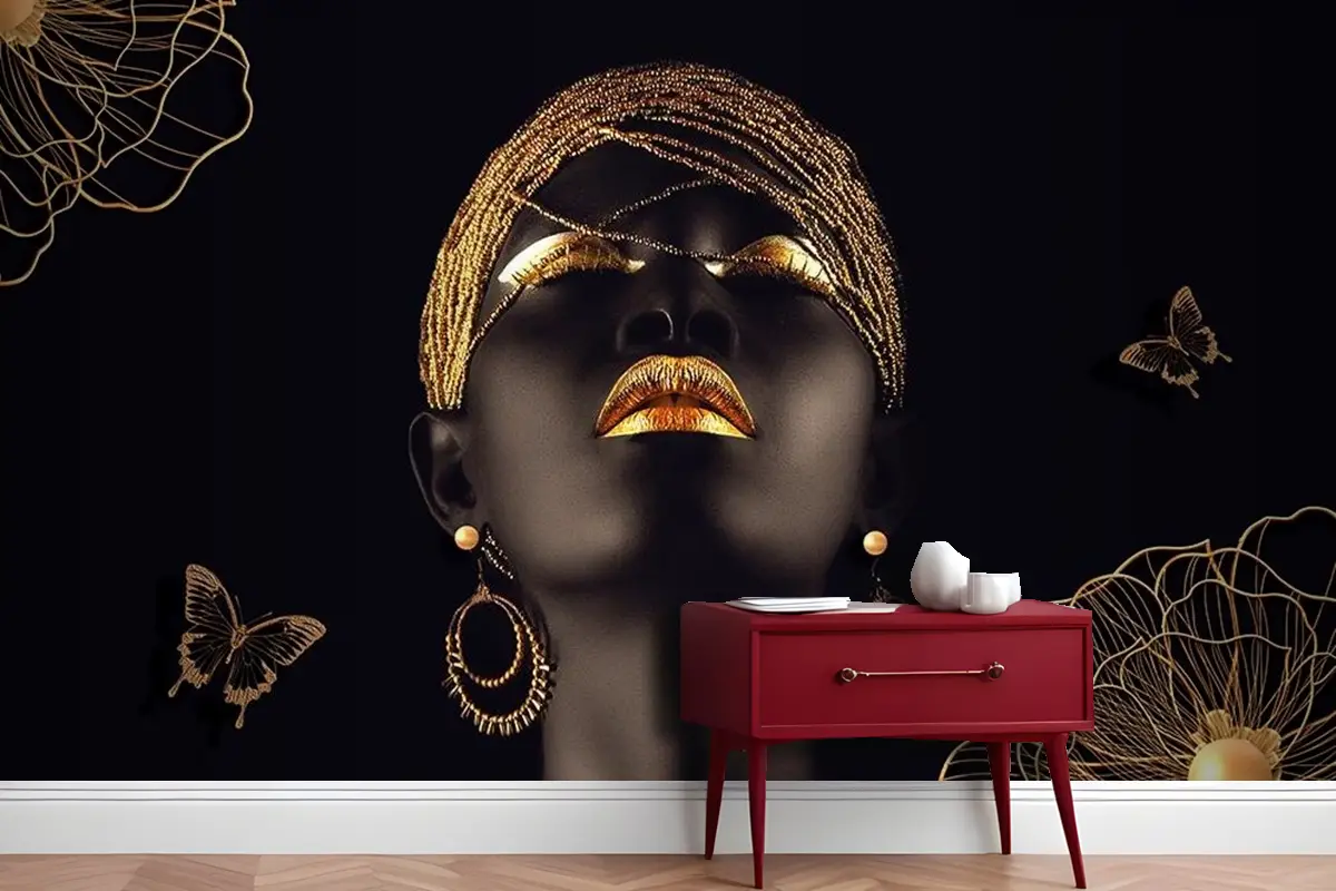 Esmer Afrikalı Kadın 3 Boyutlu Duvar Kağıdı