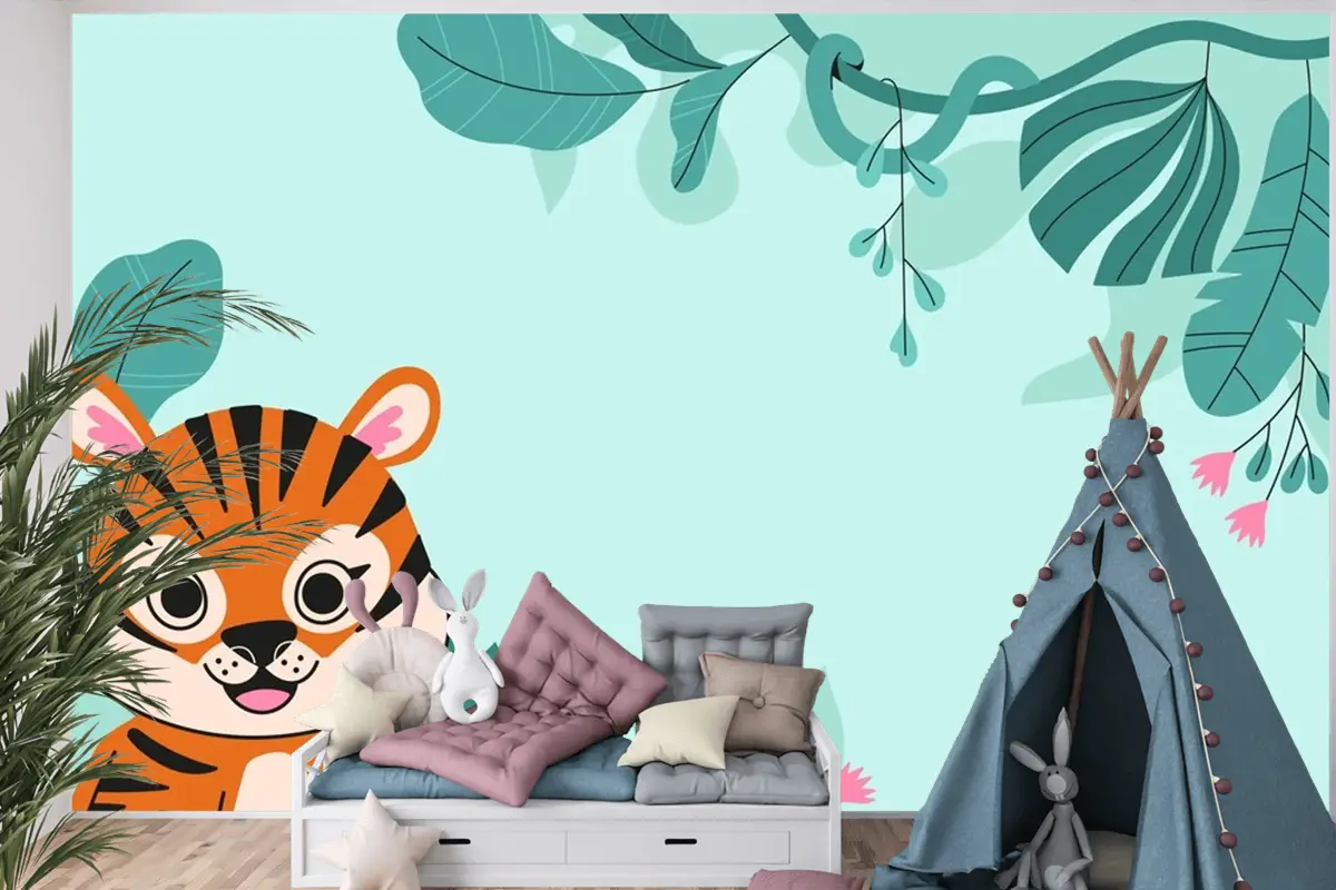 Uluslararası Kaplan Günü Farkındalığı Çocuk Odası Duvar Kağıdı  Için Düz Arka Plan