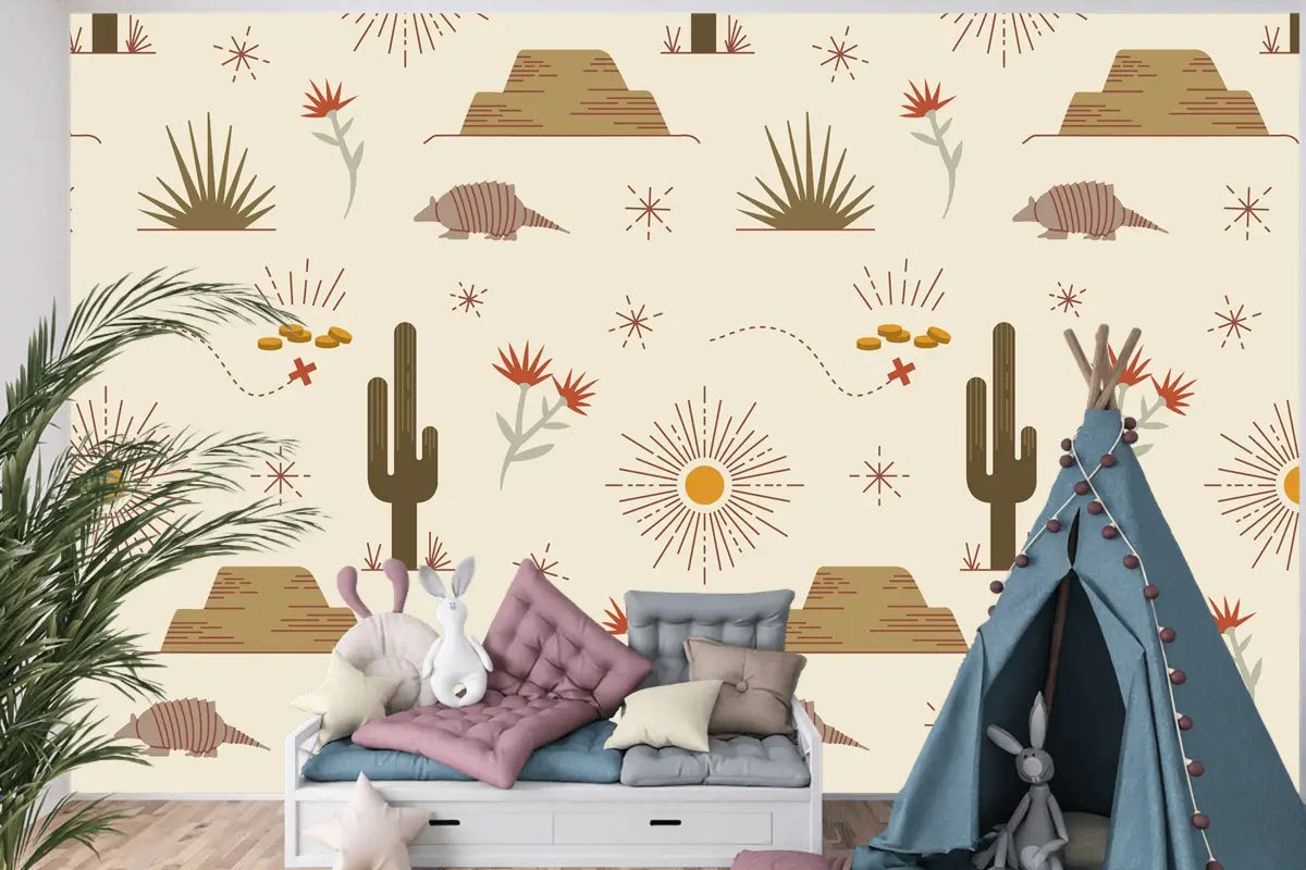 Düz Batı Desen Tasarımı Çocuk Odası Duvar Kağıdı