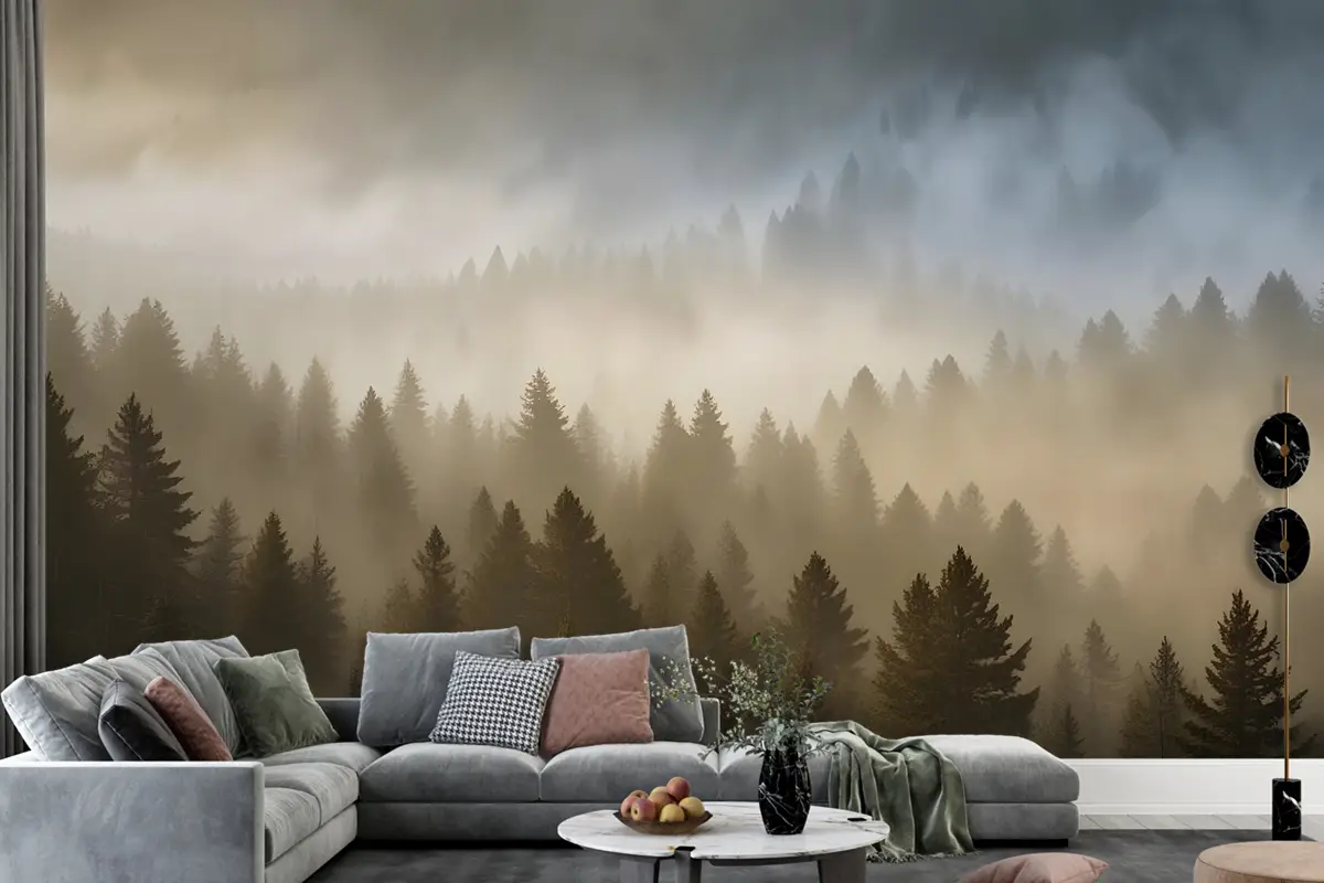 Sisli Çam Ormanı Manzara Duvar Kağıdı 