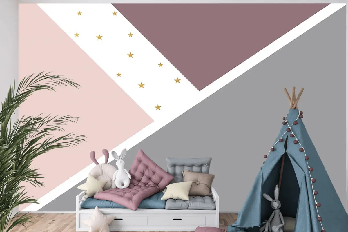Geometrik Desen Çocuk Odası Duvar Kağıdı