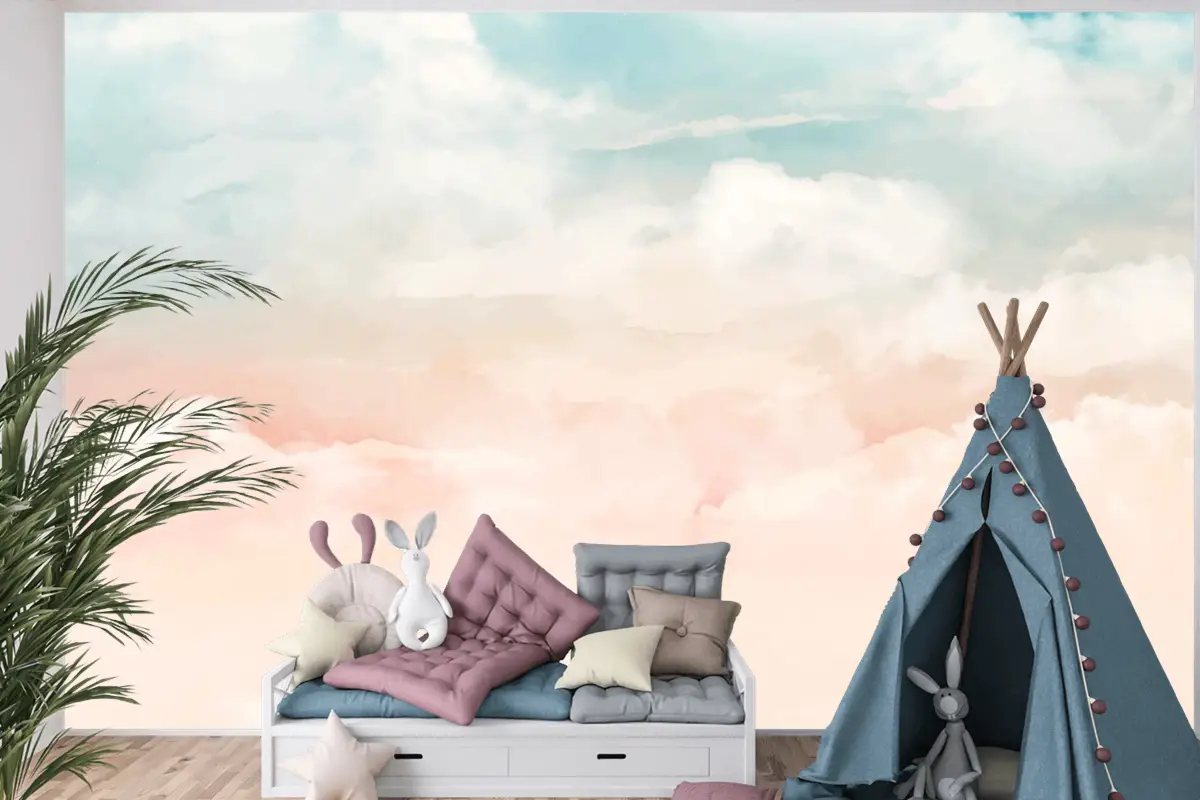 Gökyüzünde Renkli Bulutlar Çocuk Odası Duvar Kağıdı