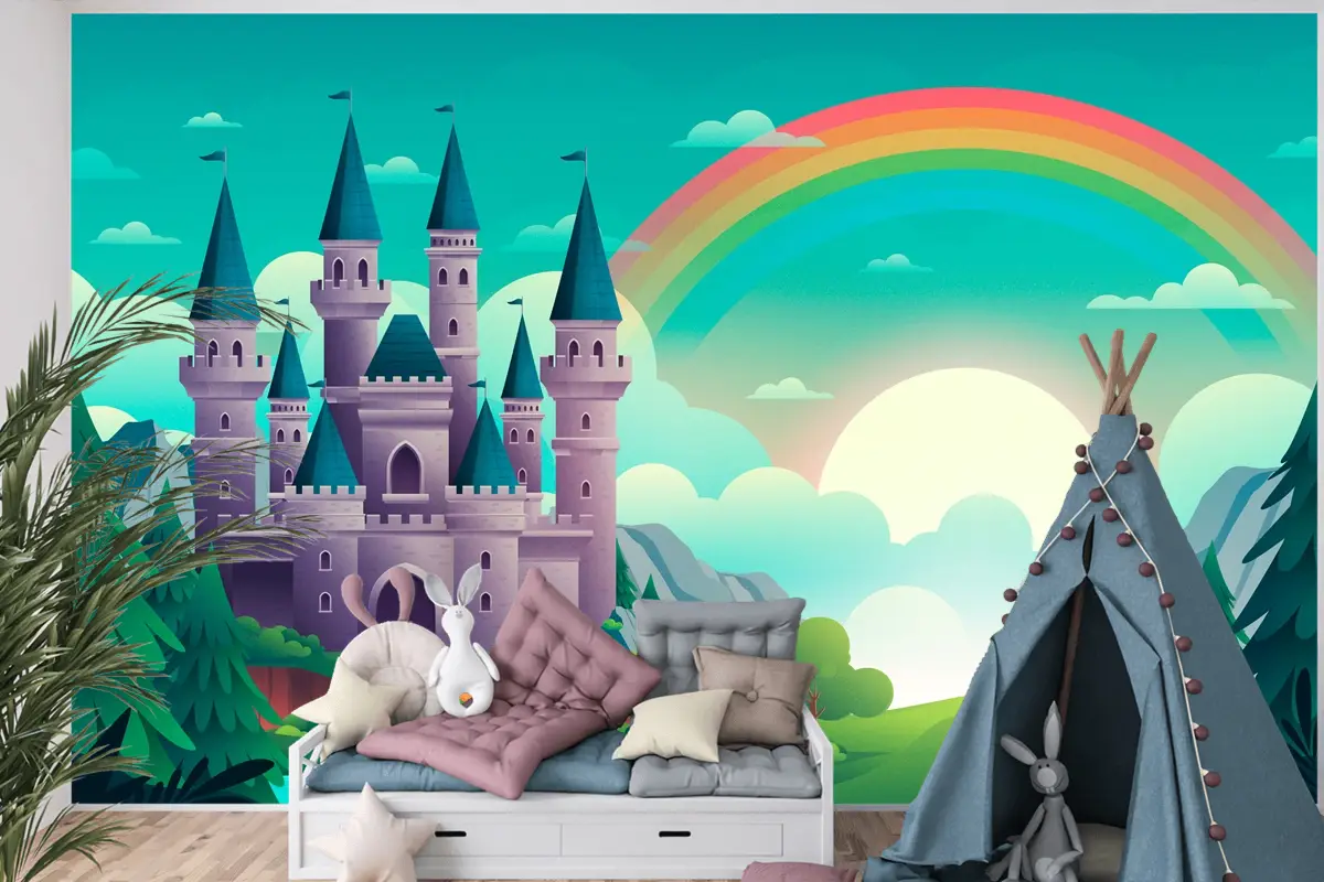 Degrade Peri Masalı Arka Plan Kids Boy Çocuk Odası Duvar Kağıdı 