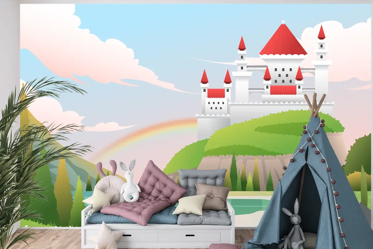 Degrade Peri Masalı Arka Plan Çocuk Odası Duvar Kağıdı 