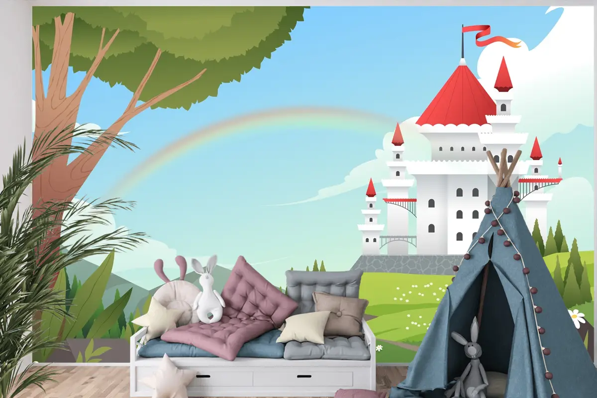 Degrade Peri Masalı Arka Plan Çocuk Odası Duvar Kağıdı 