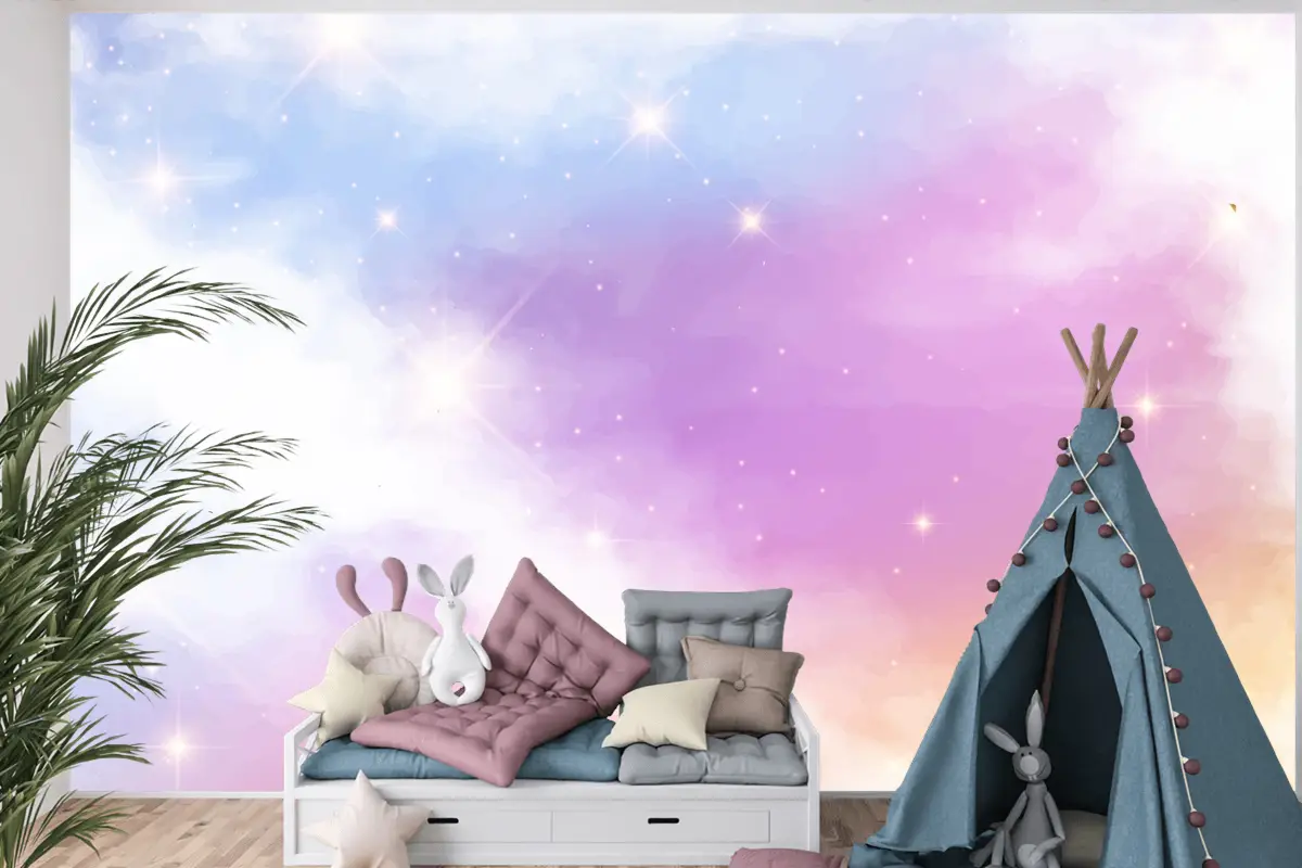 Degrade Pastel Gökyüzü Arka Plan Çocuk Odası Duvar Kağıdı