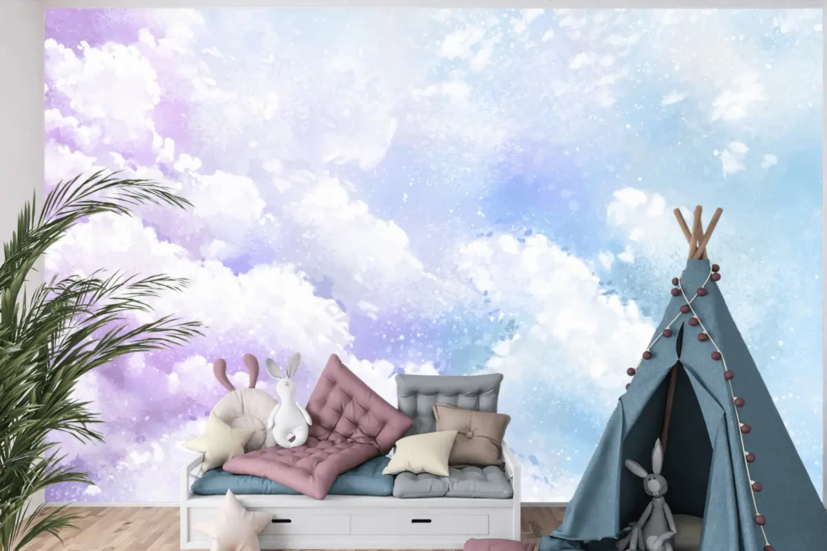 Degrade Pastel Gökyüzü Arka Plan Çocuk Odası Duvar Kağıdı 