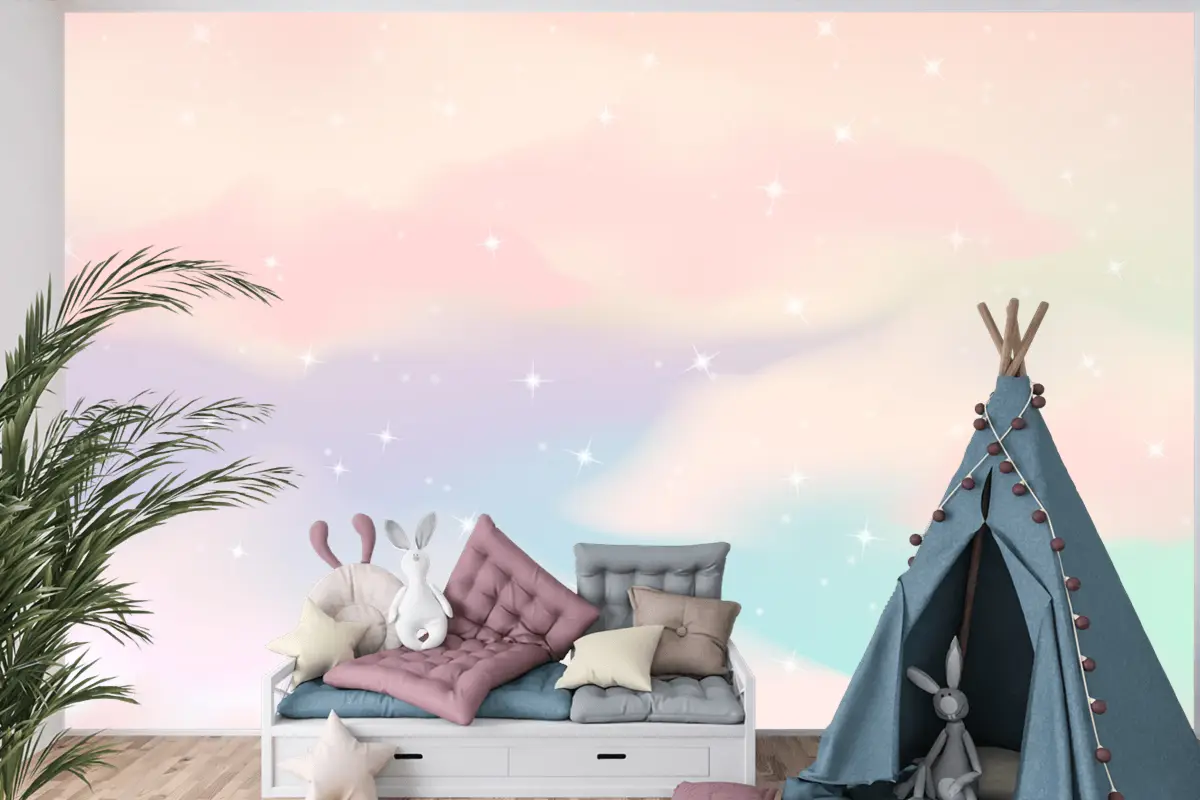 Degrade Pastel Gökyüzü Arka Plan Çocuk Odası Duvar Kağıdı 