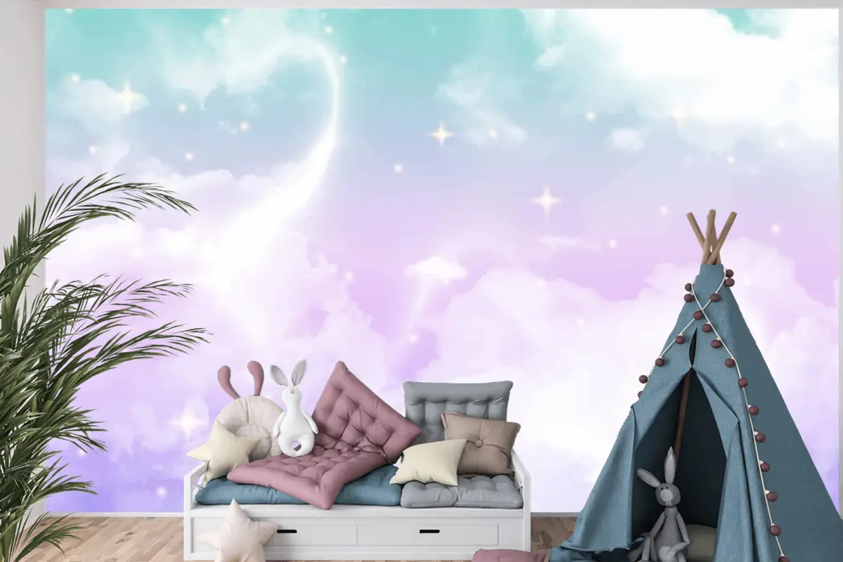 Degrade Pastel Gökyüzü Çocuk Odası Duvar Kağıdı