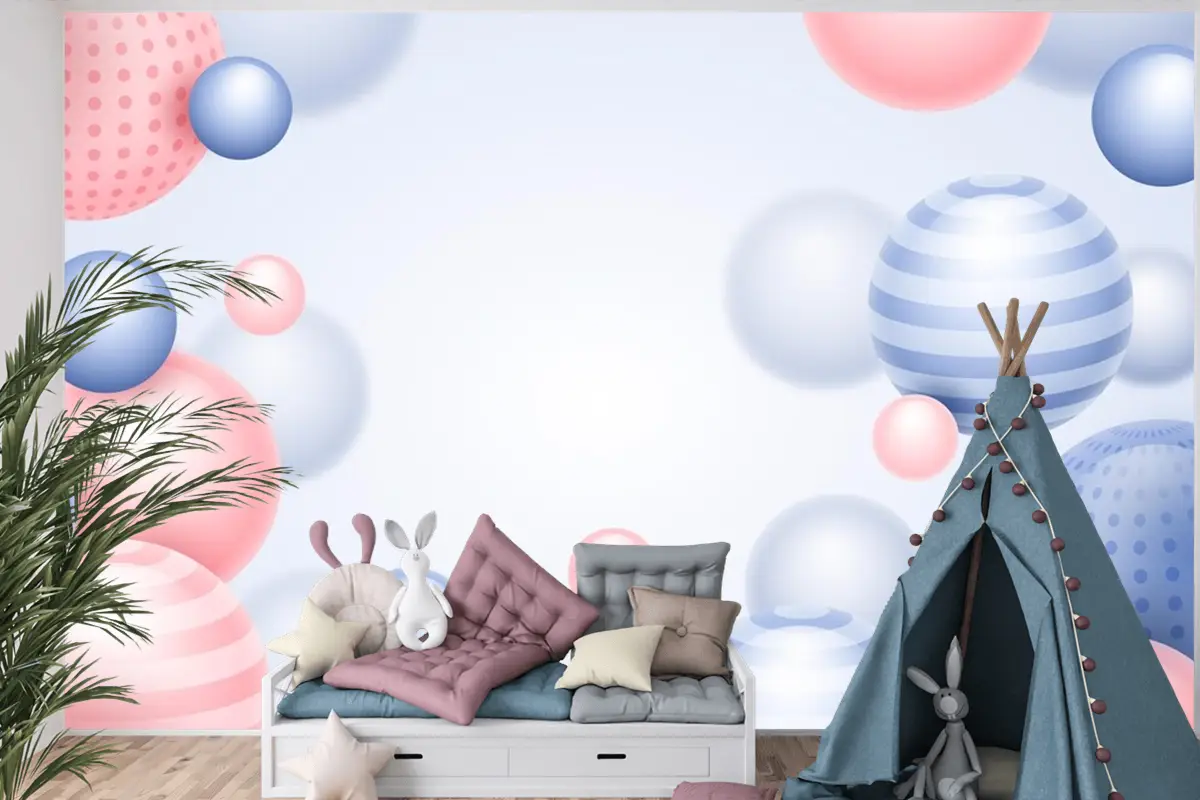 Degrade Küreler Arka Plan Çocuk Odası Duvar Kağıdı 