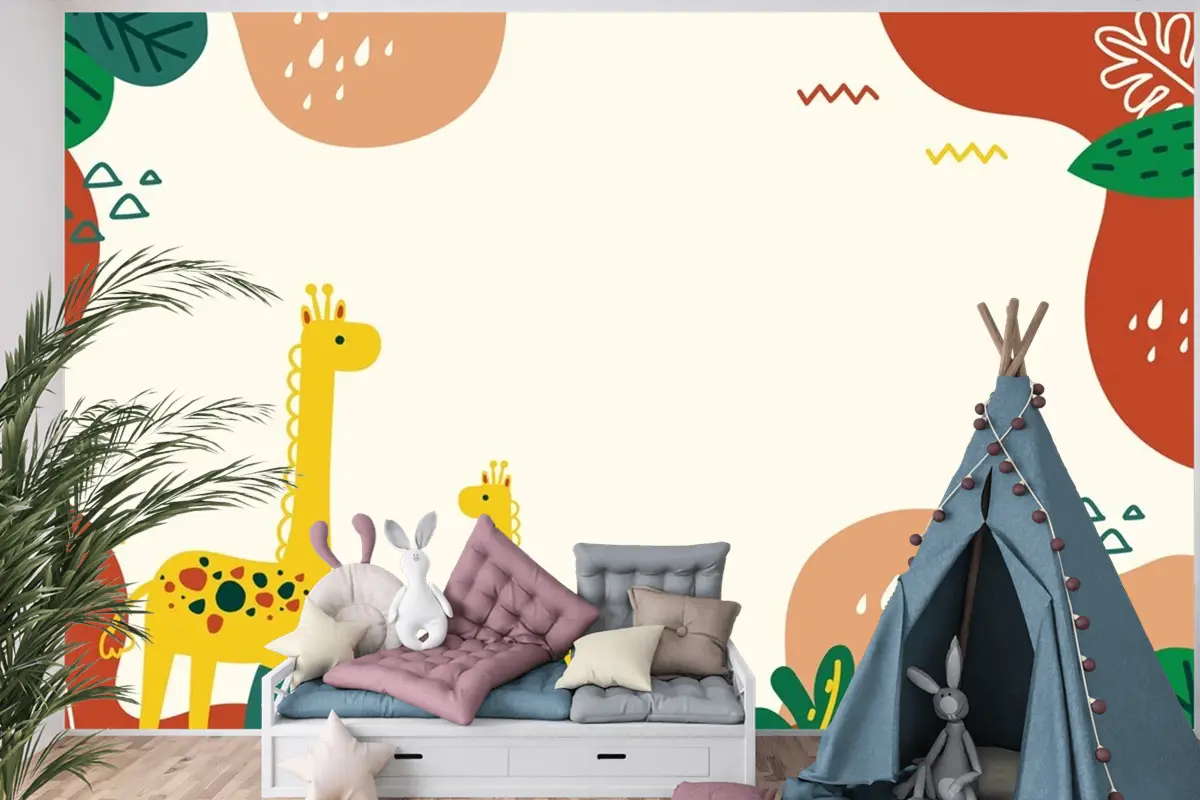 Elle Çizilmiş Doodle Arka Plan Çocuk Odası Duvar Kağıdı 