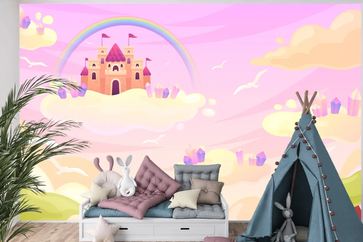 Elle Çizilmiş Peri Masalı Arka Plan Çocuk Odası Duvar Kağıdı