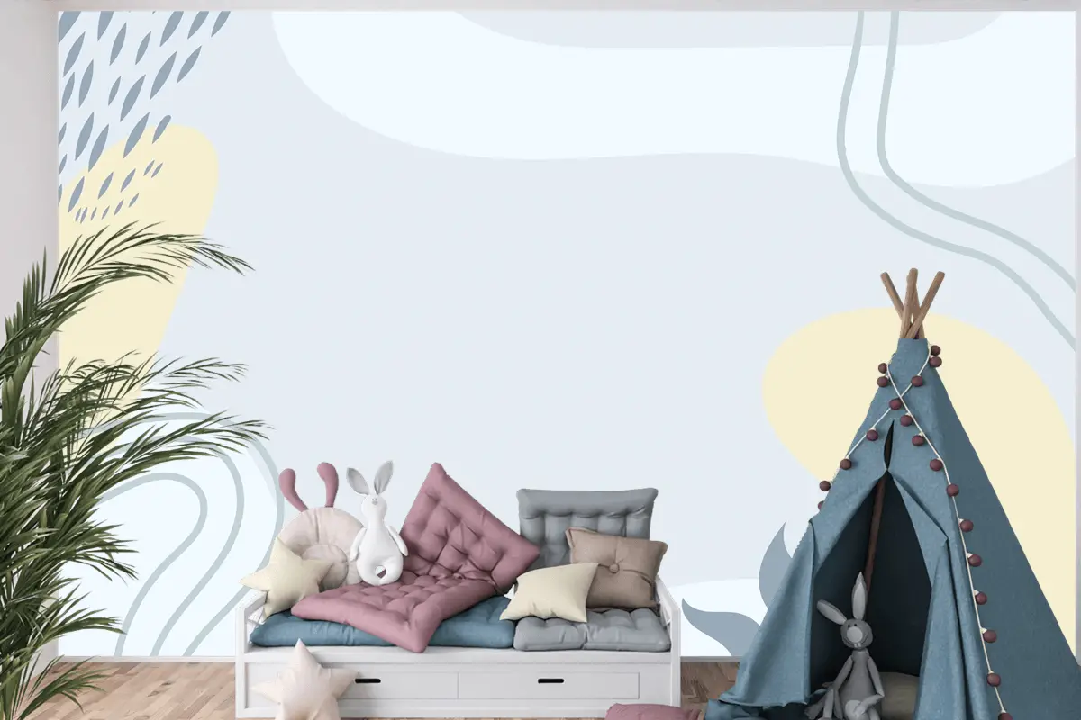 Elle Çizilmiş Minimal Çocuk Odası Duvar Kağıdı 