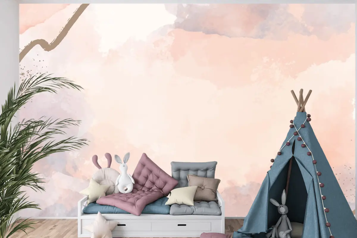 Suluboya Çocuk Odası Duvar Kağıdı Duvarında El Boyalı Soyut Arka Plan