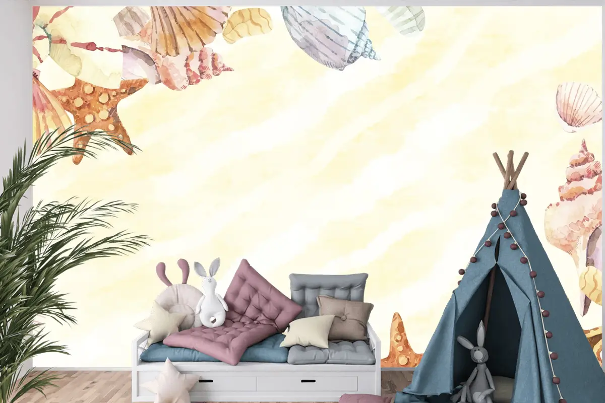 El Boyalı Suluboya Yaz Çocuk Odası Duvar Kağıdı 