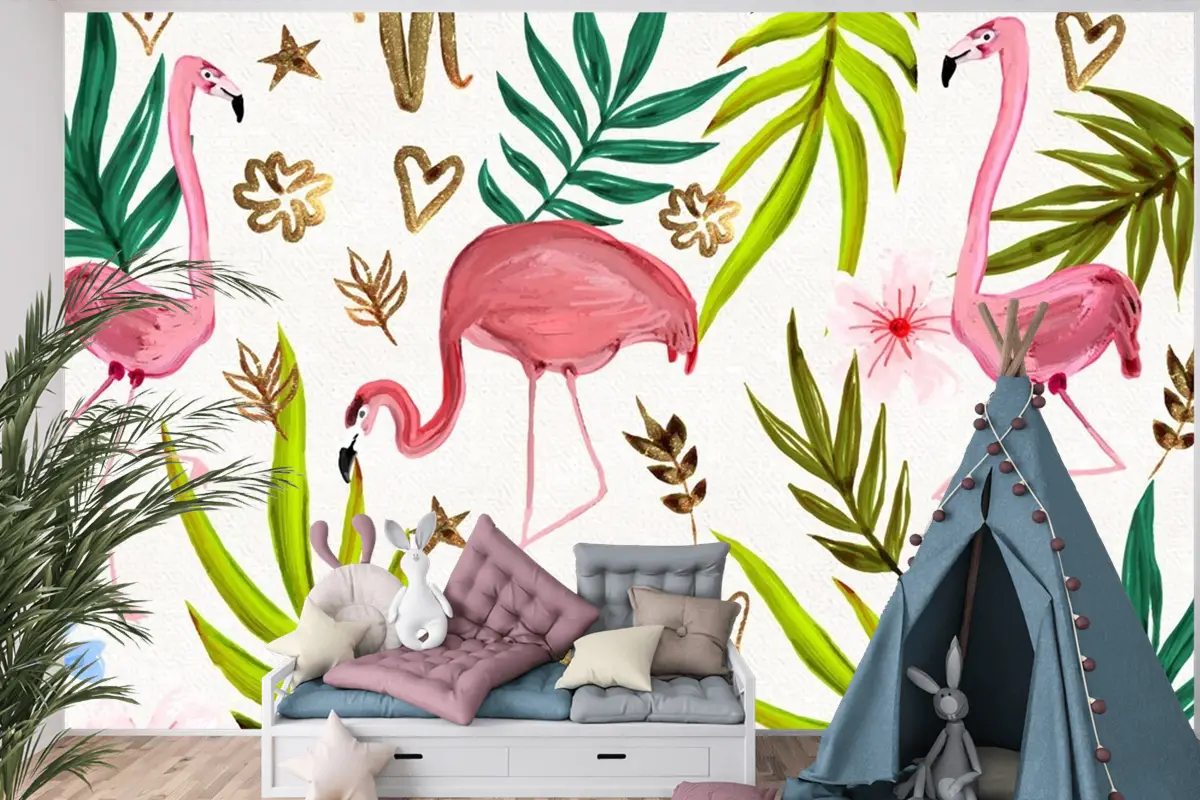 El Boyalı Suluboya Yaz Çocuk Odası Duvar Kağıdı 