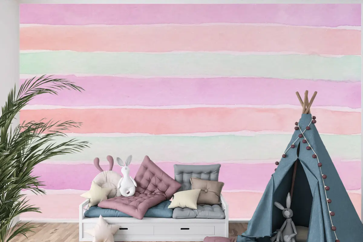 El Boyalı Suluboya Çocuk Odası Duvar Kağıdı 