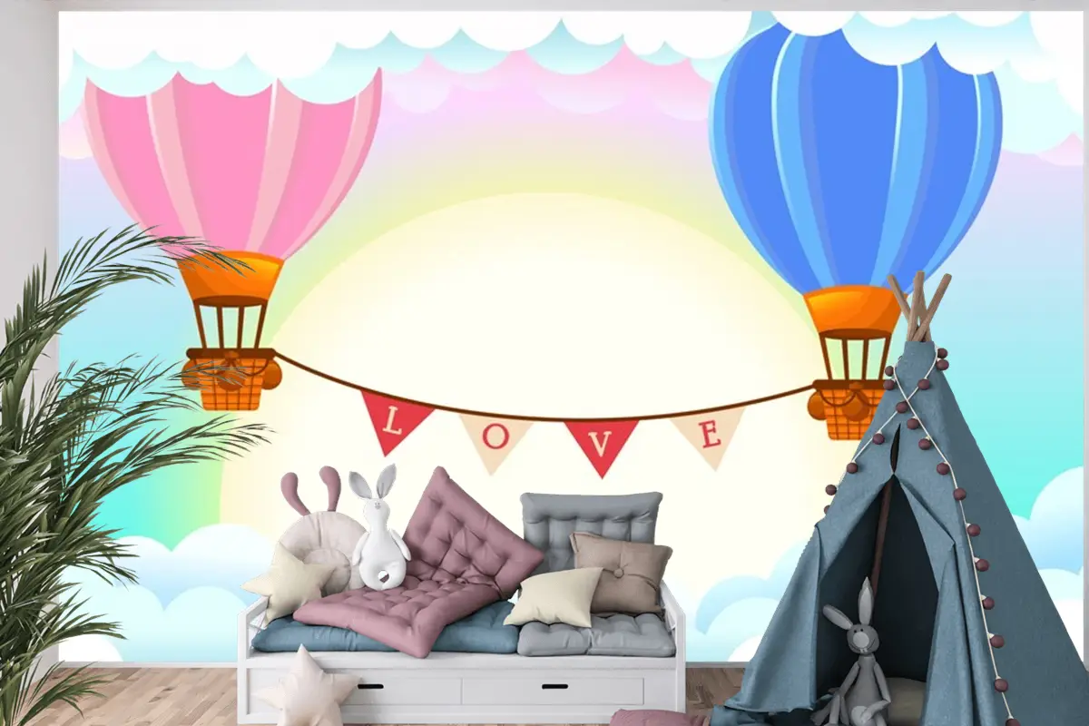 Sıcak Hava Balonu Çocuk Odası Duvar Kağıdı