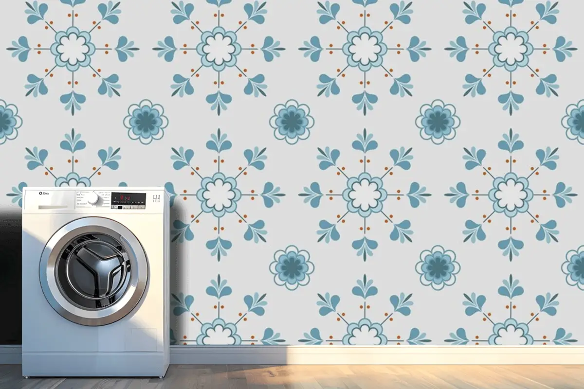 Fayans Dokulu Desen Tasarımı Çamaşır Odası Duvar Kağıdı