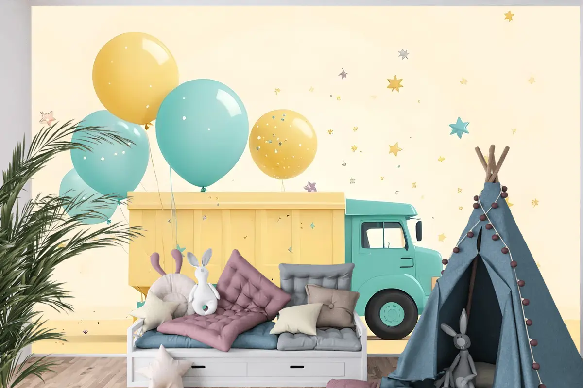 Kamyon Balon Çocuk Odası Duvar Kağıdı
