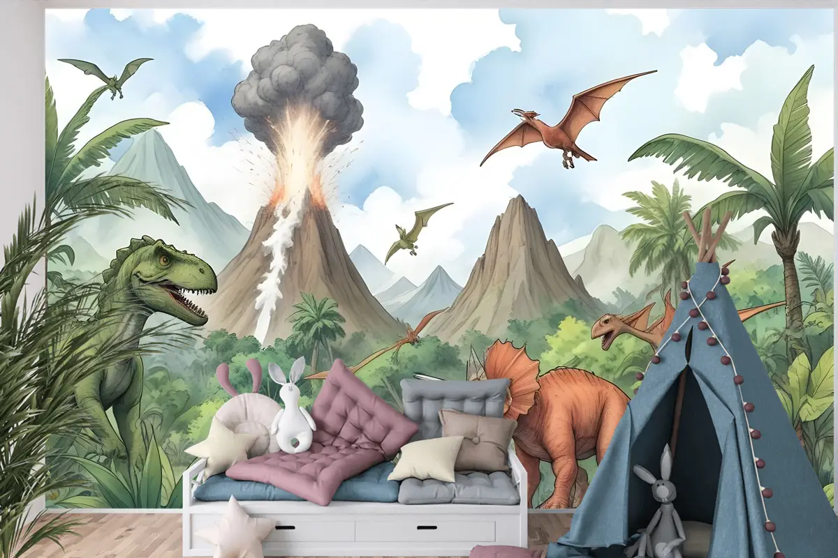 Trex Jurassic World Çocuk Odası Duvar Kağıdı  Ile Çocuk Dinozor