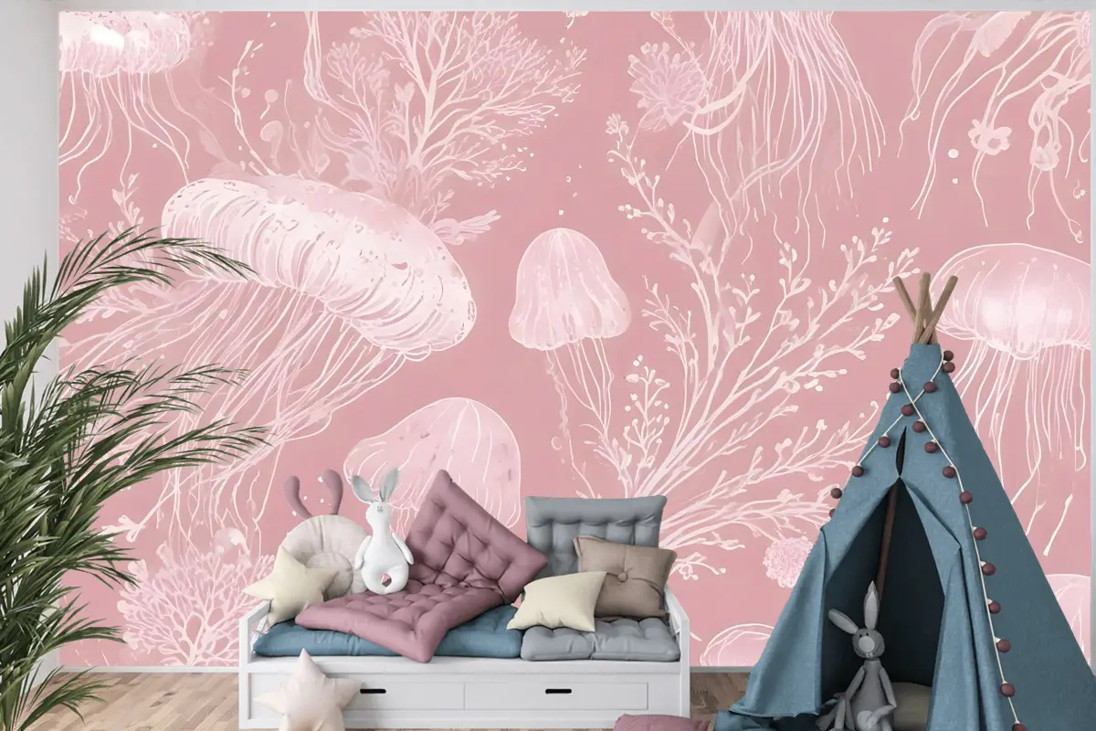 Çocuklar Sualtı Deniz Kızı Çocuk Odası Duvar Kağıdı