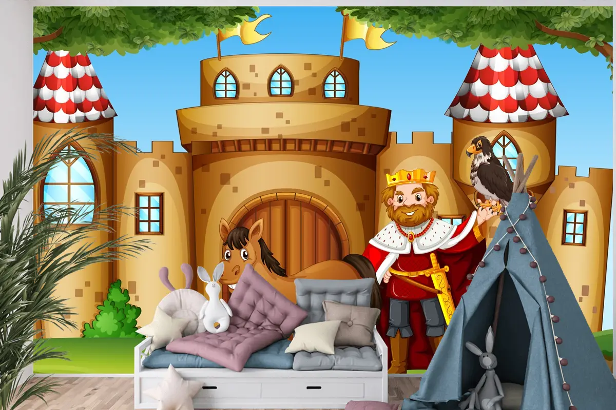 Kalede Kral Ve At Çocuk Odası Duvar Kağıdı
