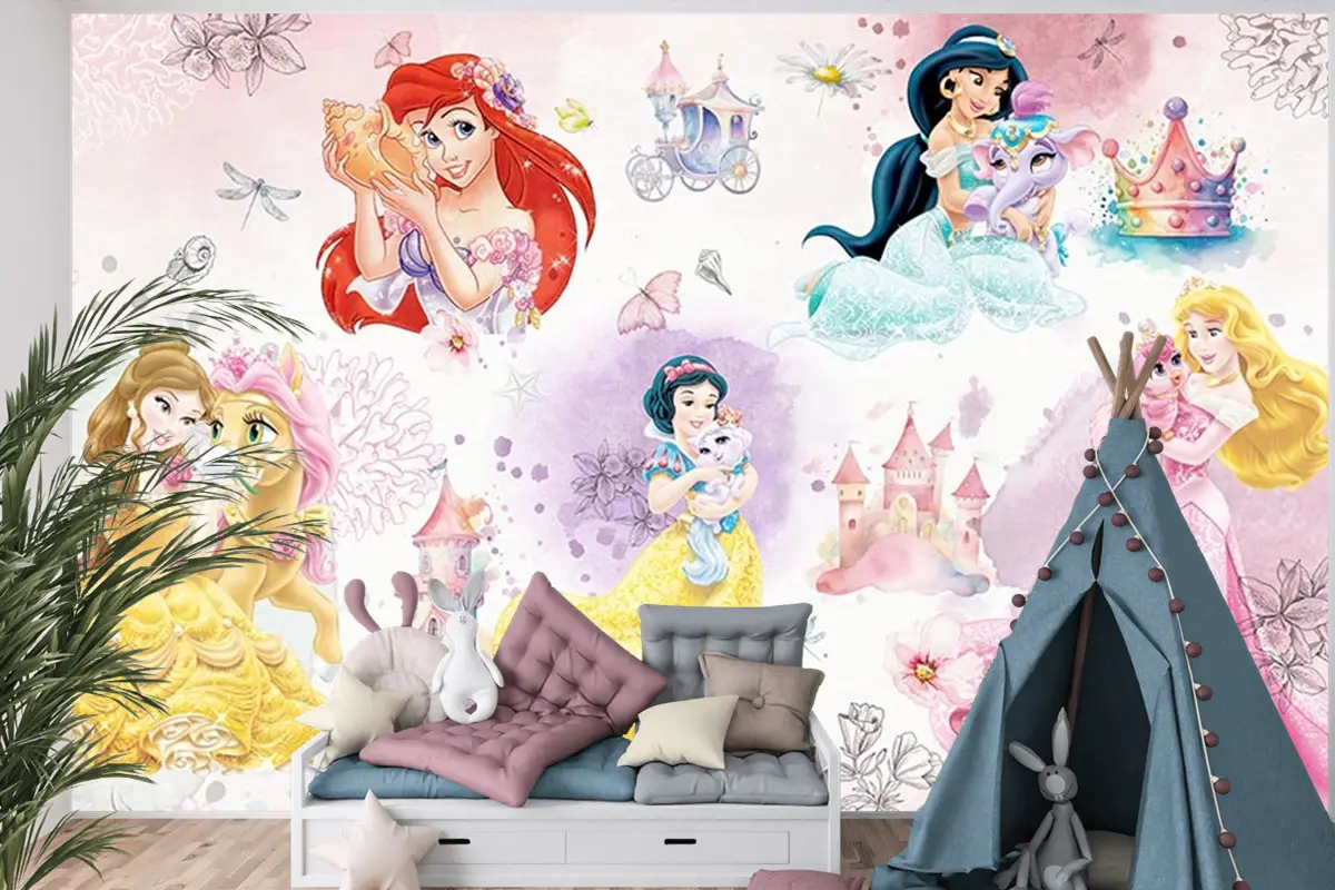 Çocuk Odası Duvar Kağıdı  Prensesler Çocuk Odası Duvar Kağıdı